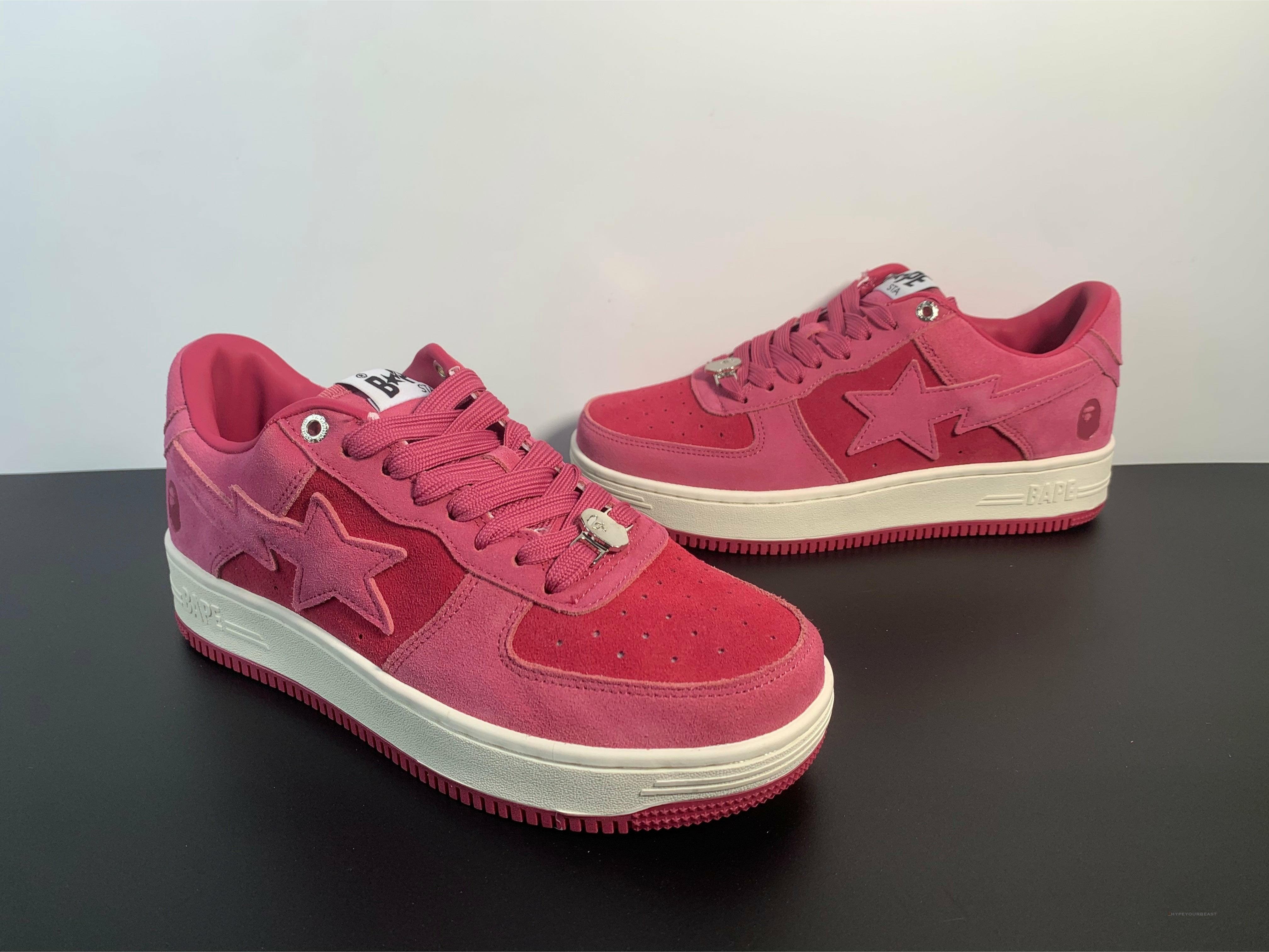 A Bathing Ape Bape Sta Pink Suede Shoes