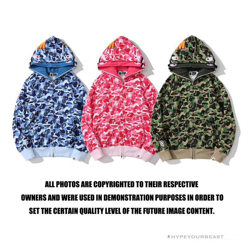 BAPE Camo Hoodie Shark Head 'GREEN'