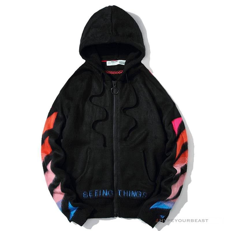 Off White Hoodie Blue Pink