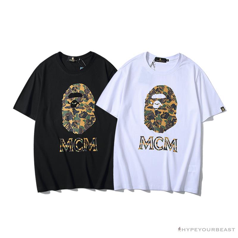 BAPE x MCM Camouflage Ape Head Tee Shirt 'BLACK'