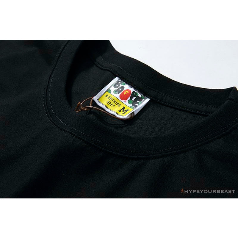 BAPE Luminous Spots Camouflage Great Ape Man White Head Cotton Short Sleeve Tee Shirt 'BLACK'