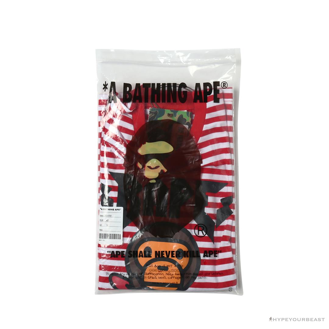 BAPE Baby Milo Rock Bass Player Striped Tee Shirt 'RED'