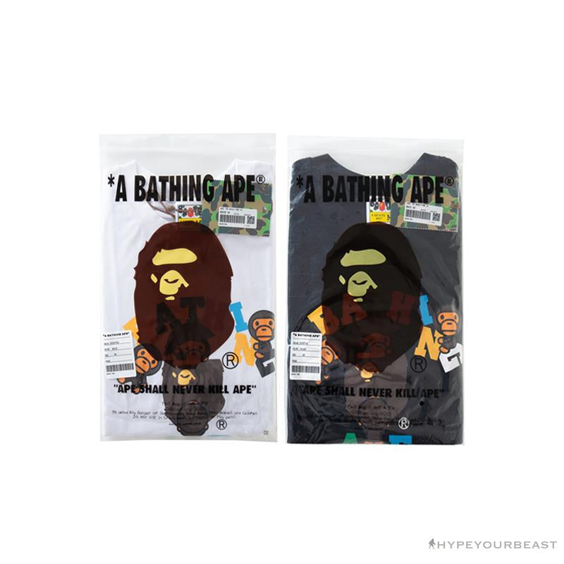 BAPE Baby Milo Color Letter Monkey Tee Shirt 'BLACK'