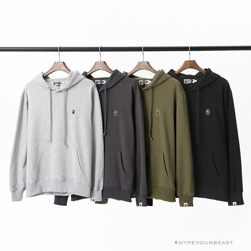 BAPE Classic Ape Head Embroidered Standard Cotton Terry Hoodie 'ARMY GREEN'