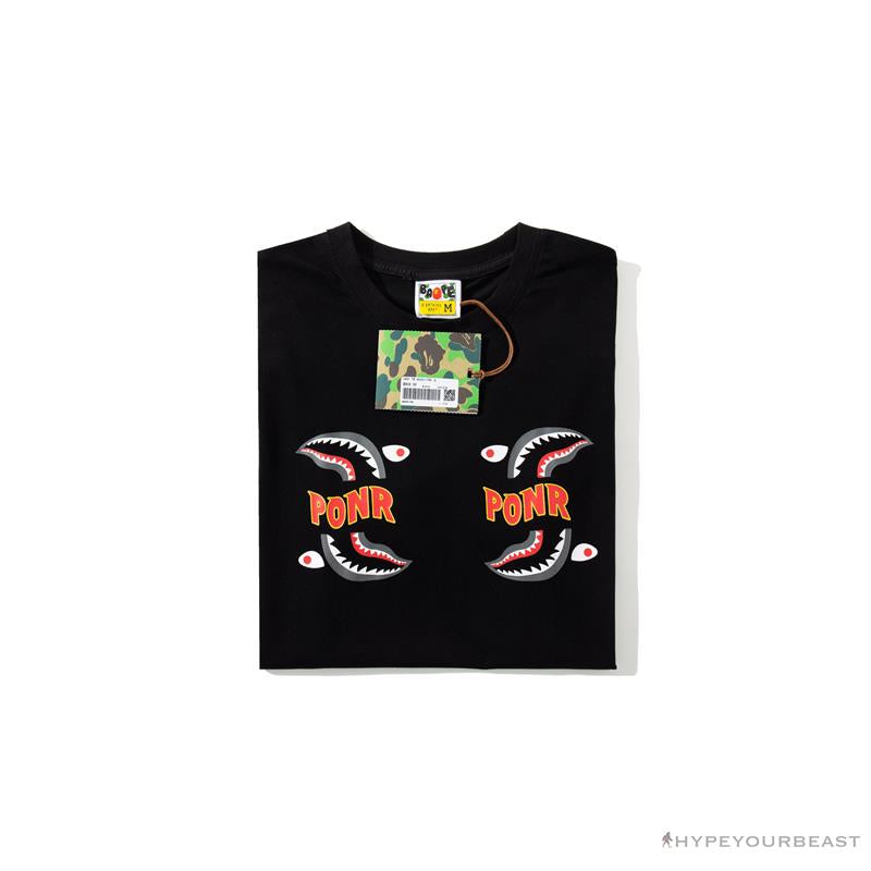 BAPE Shark Head PONR Tee Shirt 'BLACK'
