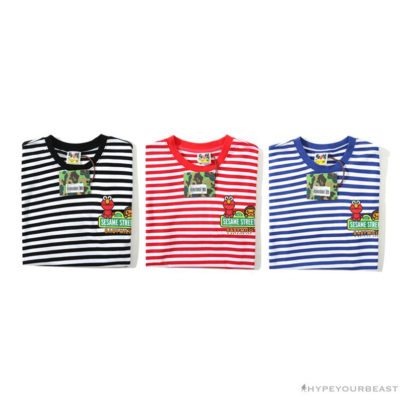 BAPE Baby Milo Sesame Street Striped Tee Shirt 'RED'