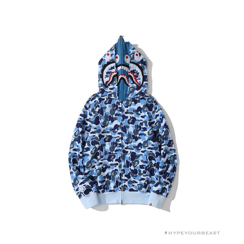 Bape Camo Hoodie Shark Head BLUE