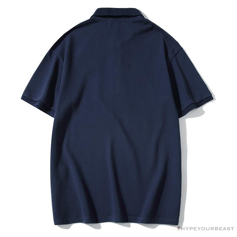BAPE Solid Color Versatile Embroidered Ape Head Small Badge Polo Shirt 'BLUE'