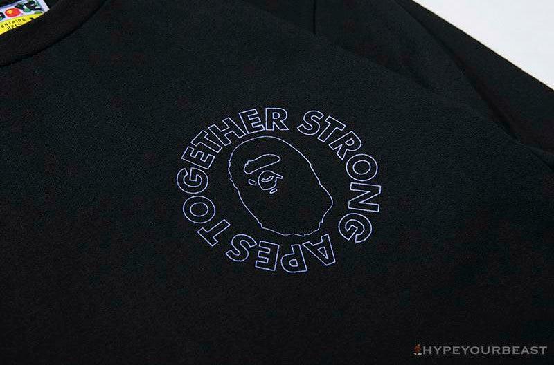 BAPE APES TOGETHER English Alphabet Ape Head Long Sleeve Shirt 'BLACK'