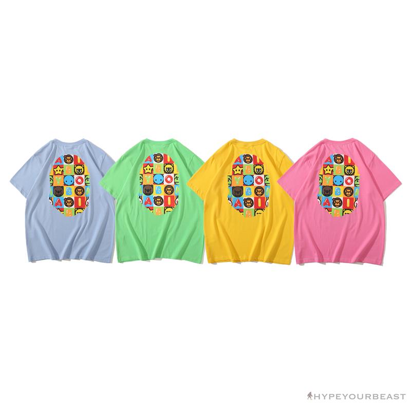 BAPE Baby Milo Color Square Ape Head Tee Shirt 'GREEN'