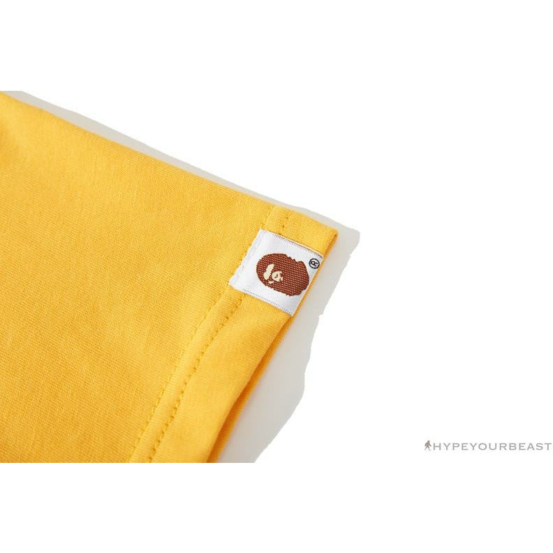 BAPE Japanese Ninja Ape Man Raglan Sleeve Color Block Tee Shirt 'YELLOW'