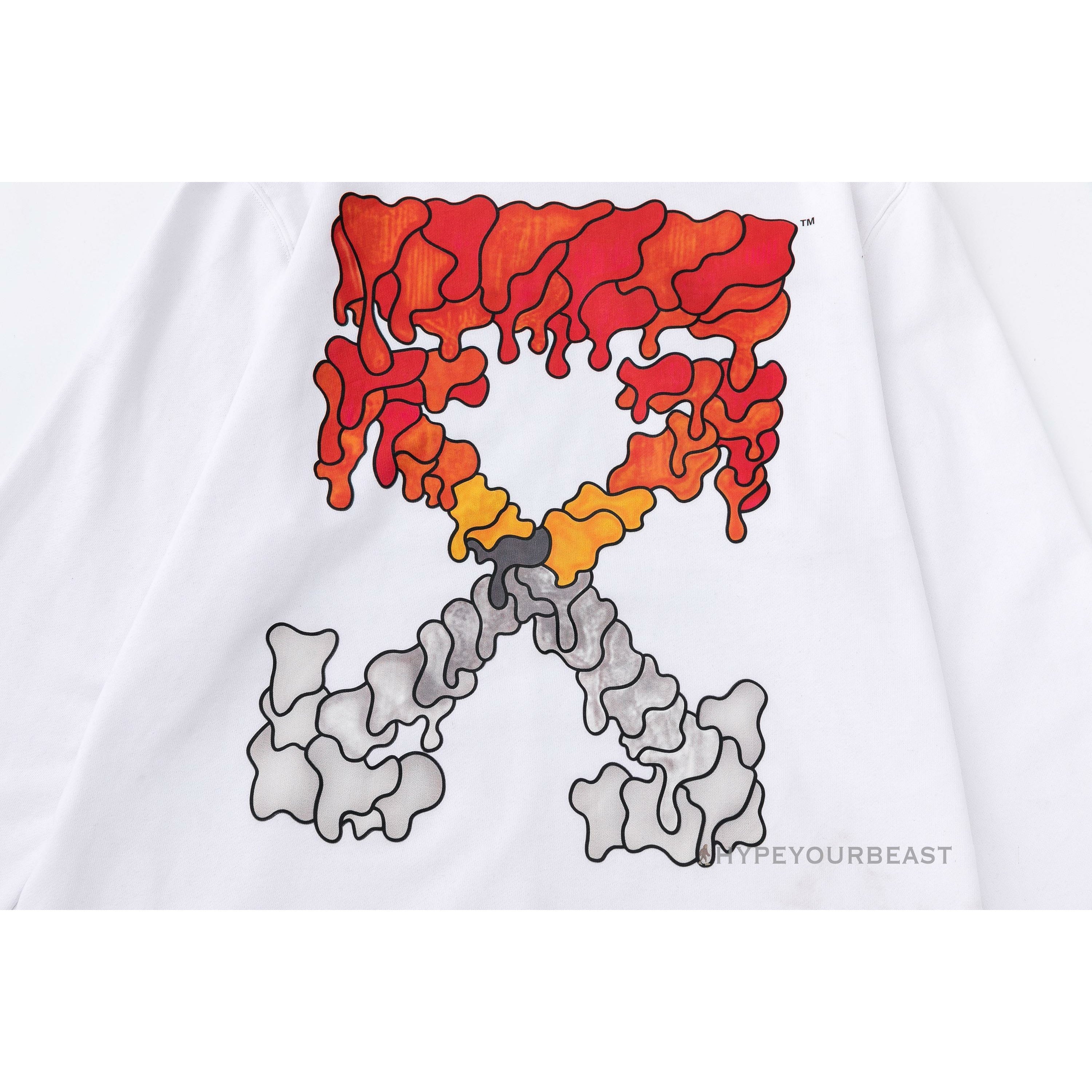 Off White Hoodie Red Orange - White