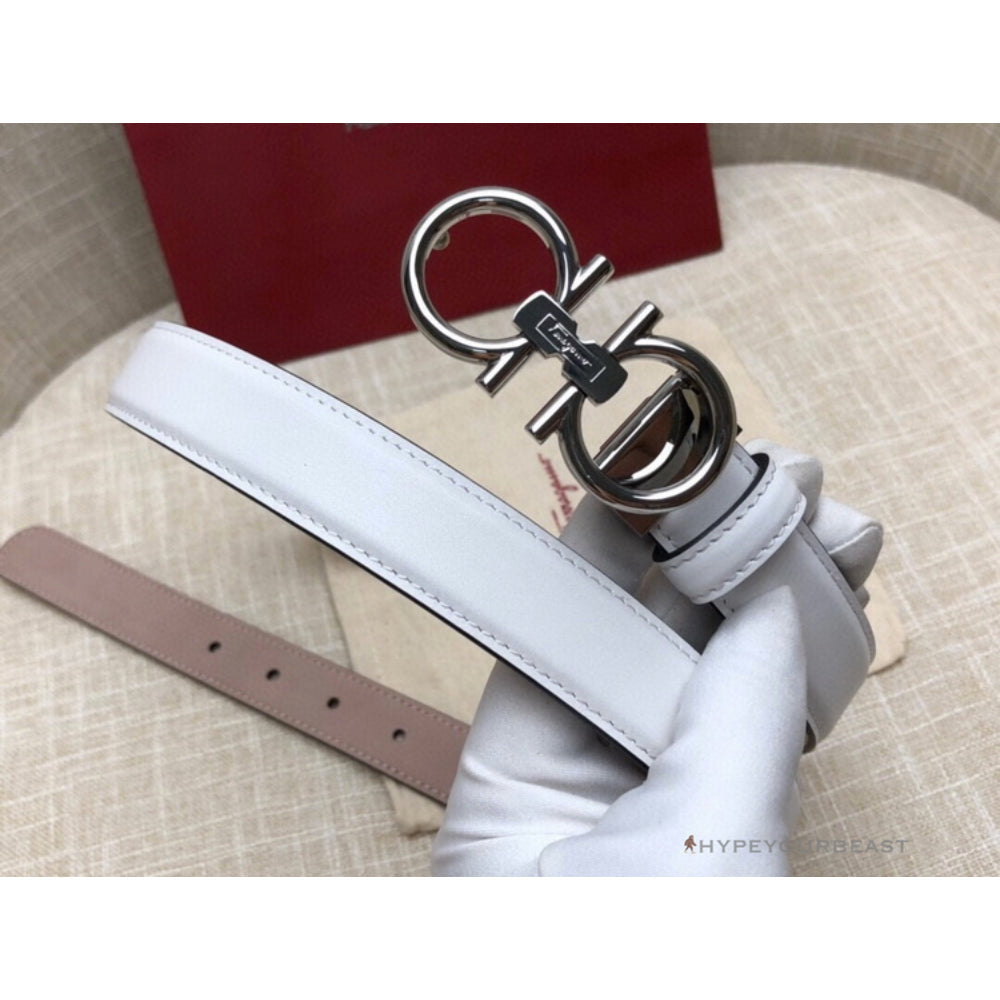 SFG Men's Double G Leather White Belt