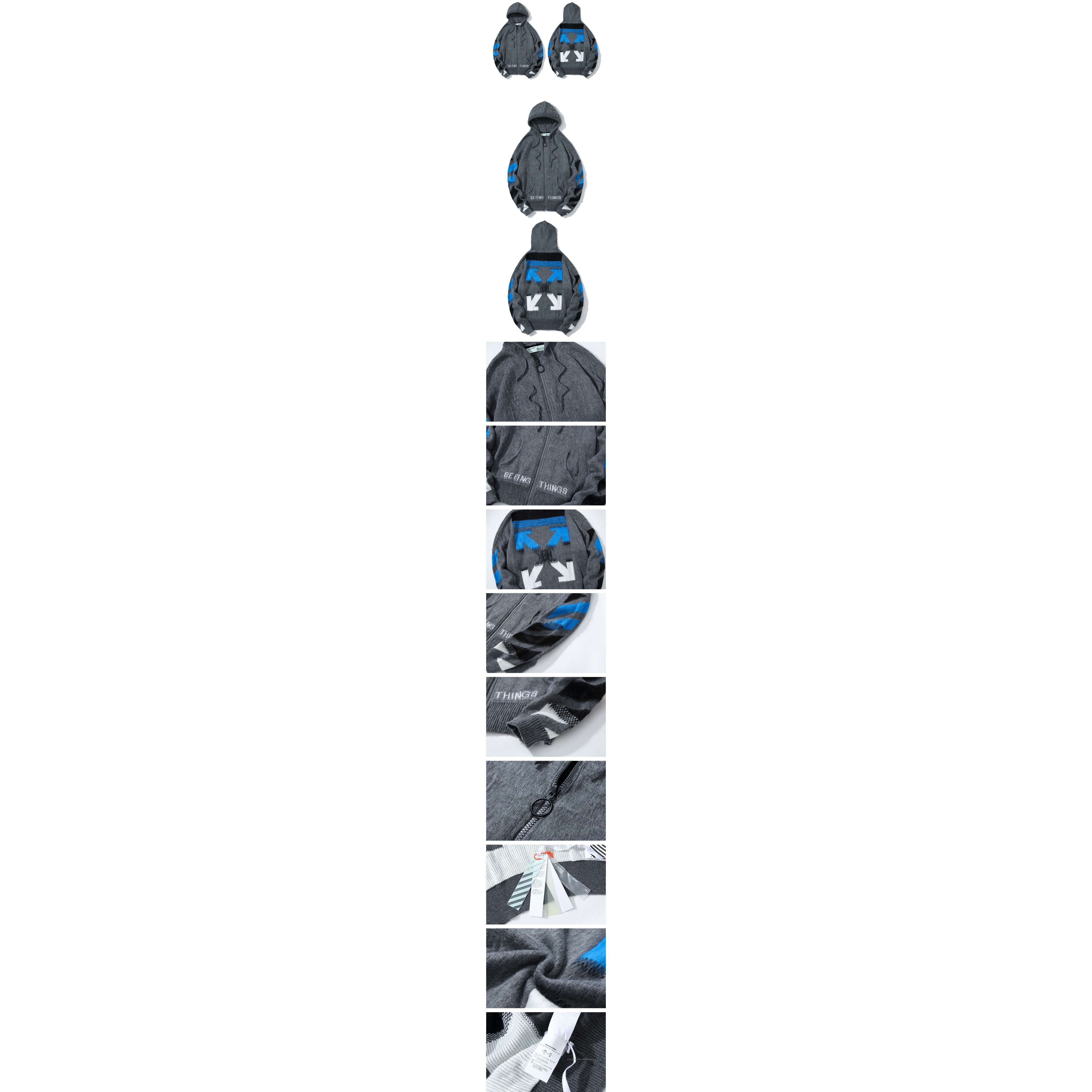 Off White Hoodie Grey Blue