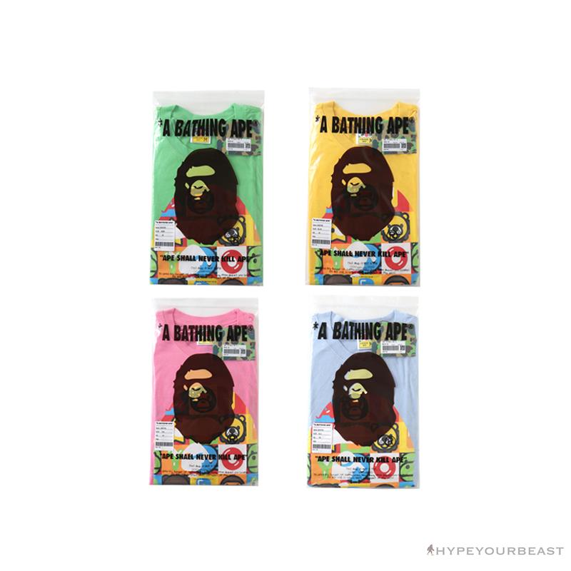 BAPE Baby Milo Color Square Ape Head Tee Shirt 'PINK'
