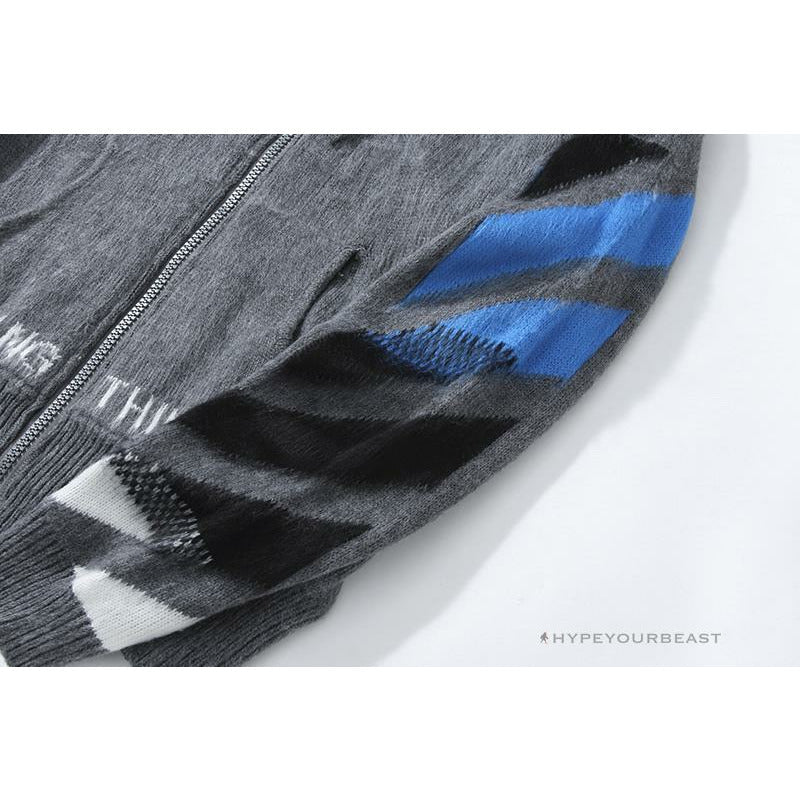 Off White Hoodie Grey Blue