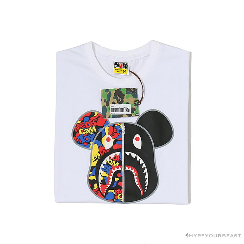 BAPE Violent Bear Color Stitching Tee Shirt 'WHITE'