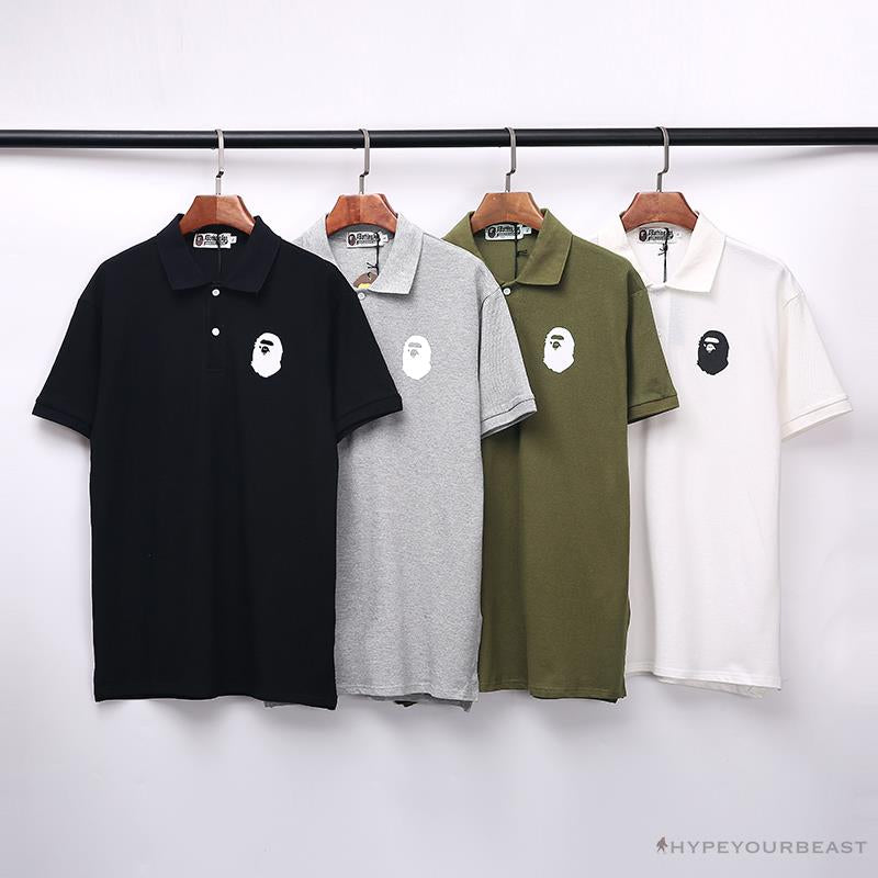 BAPE Classic Ape Head Print Versatile Polo Shirt 'GREY'