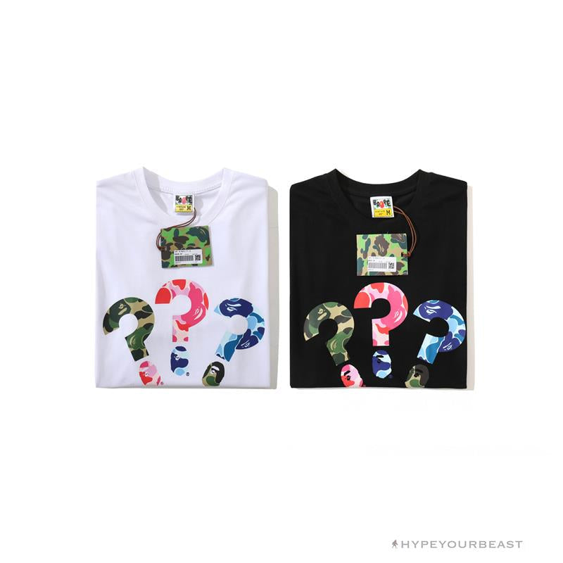 BAPE Camouflage Three-Color Question Mark Tee Shirt 'WHITE'