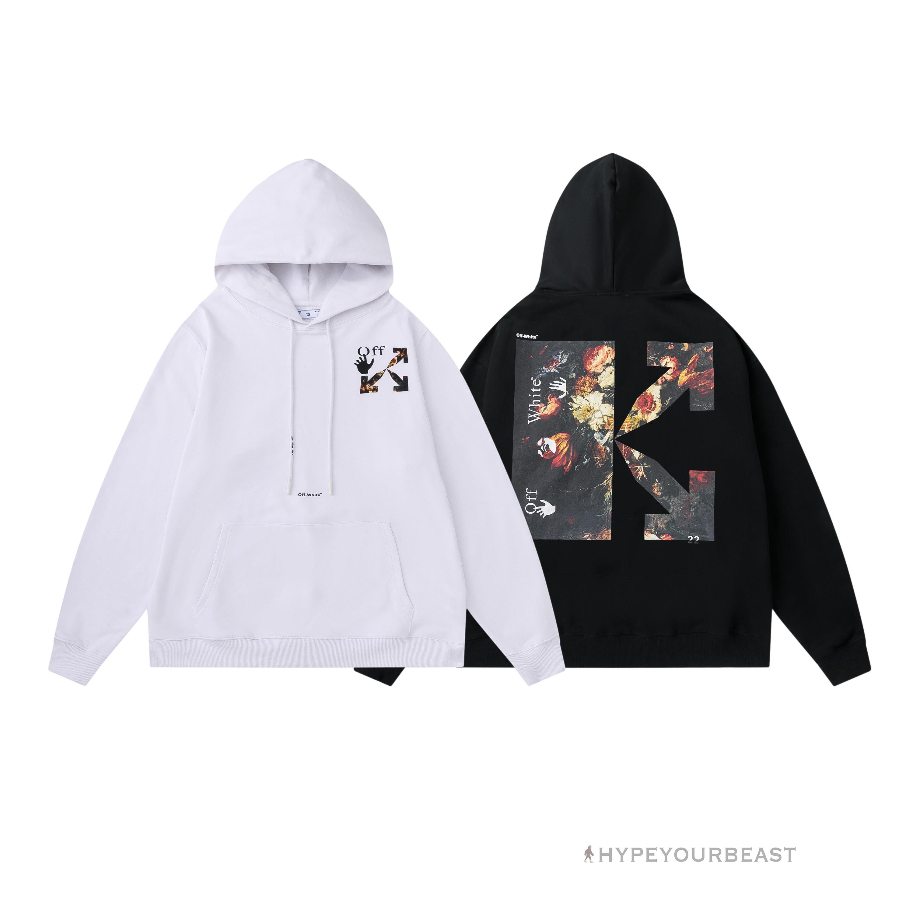 Off White Hoodie Jabba Flower - White