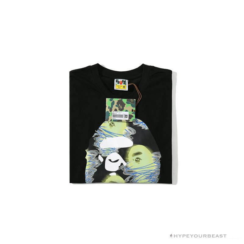 BAPE Green Ape Head Blue Storm Tee Shirt 'BLACK'