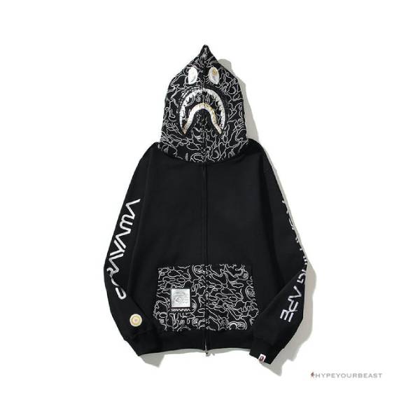 Bape Sta Shark Full Zip Up Hoodie Black