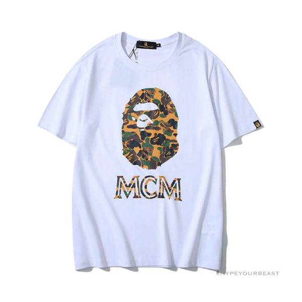 BAPE x MCM Camouflage Ape Head Tee Shirt 'WHITE'