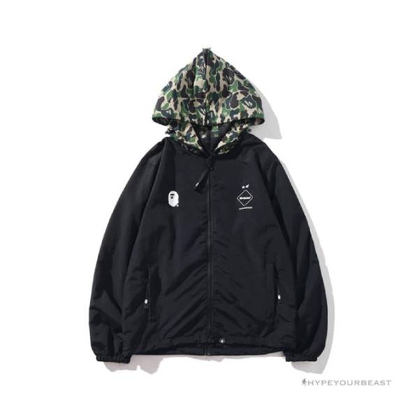 BAPE x FCRB Joint Double Zip Camouflage Hoodie 'BLACK'