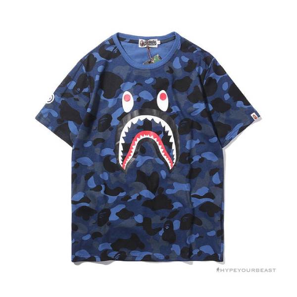 BAPE Camouflage Shark Head Classic Cotton Short Sleeve Tee Shirt 'BLUE'