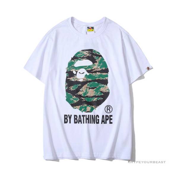 BAPE Tiger Pattern Camouflage Ape Initials Tee Shirt 'WHITE'