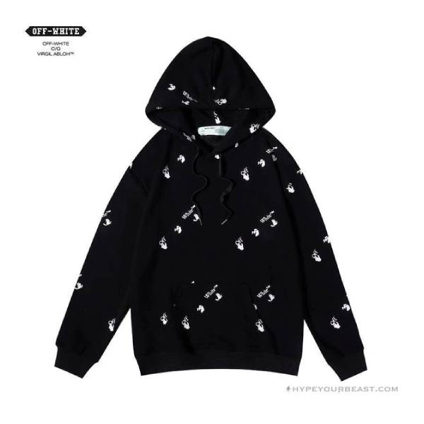 OFF-WHITE Classic Print Hoodie 'BLACK'