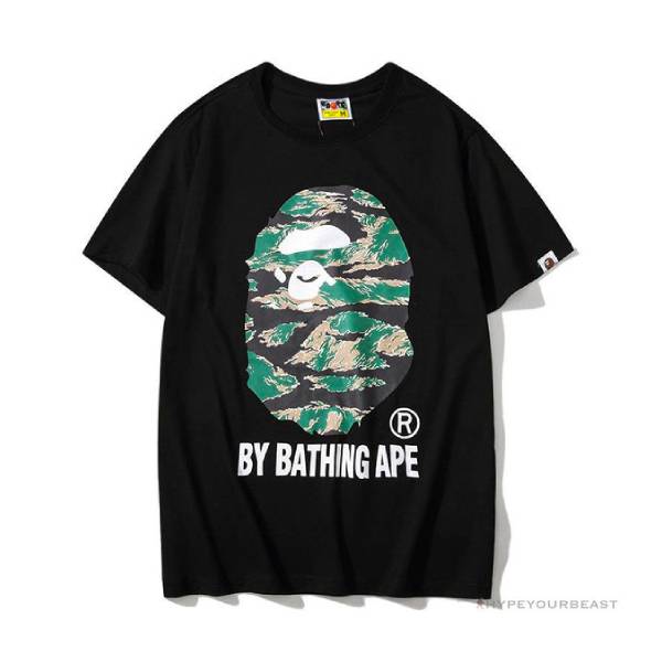 BAPE Tiger Pattern Camouflage Ape Initials Tee Shirt 'BLACK'