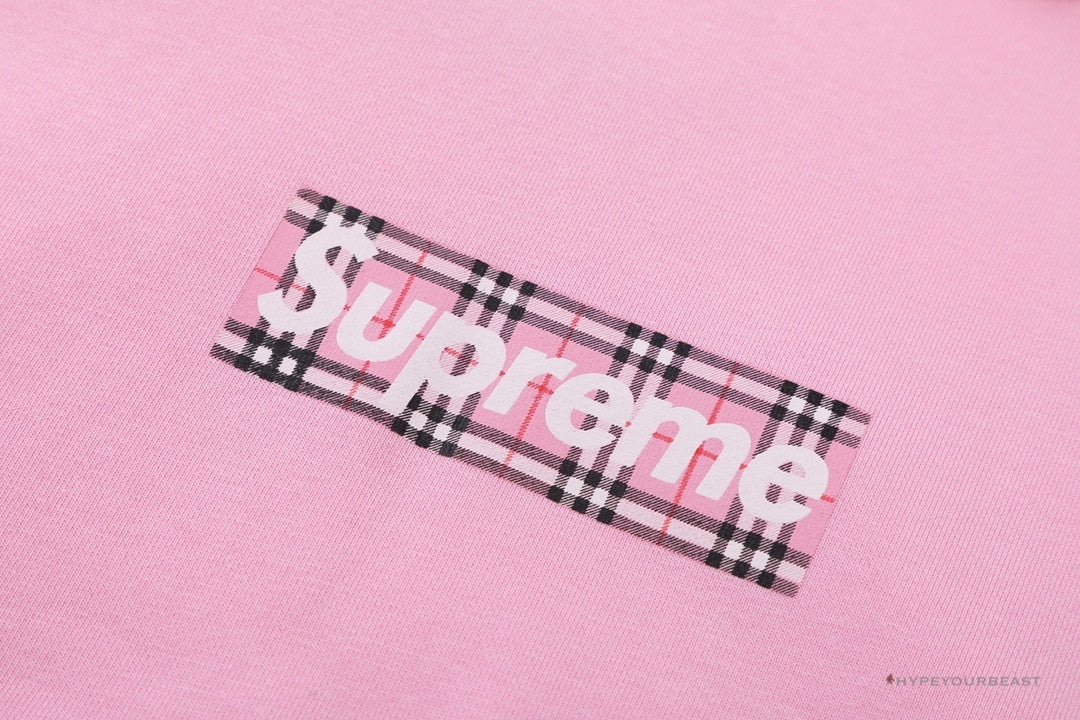 Supreme X Brbrry Box Logo Hoodie Pink