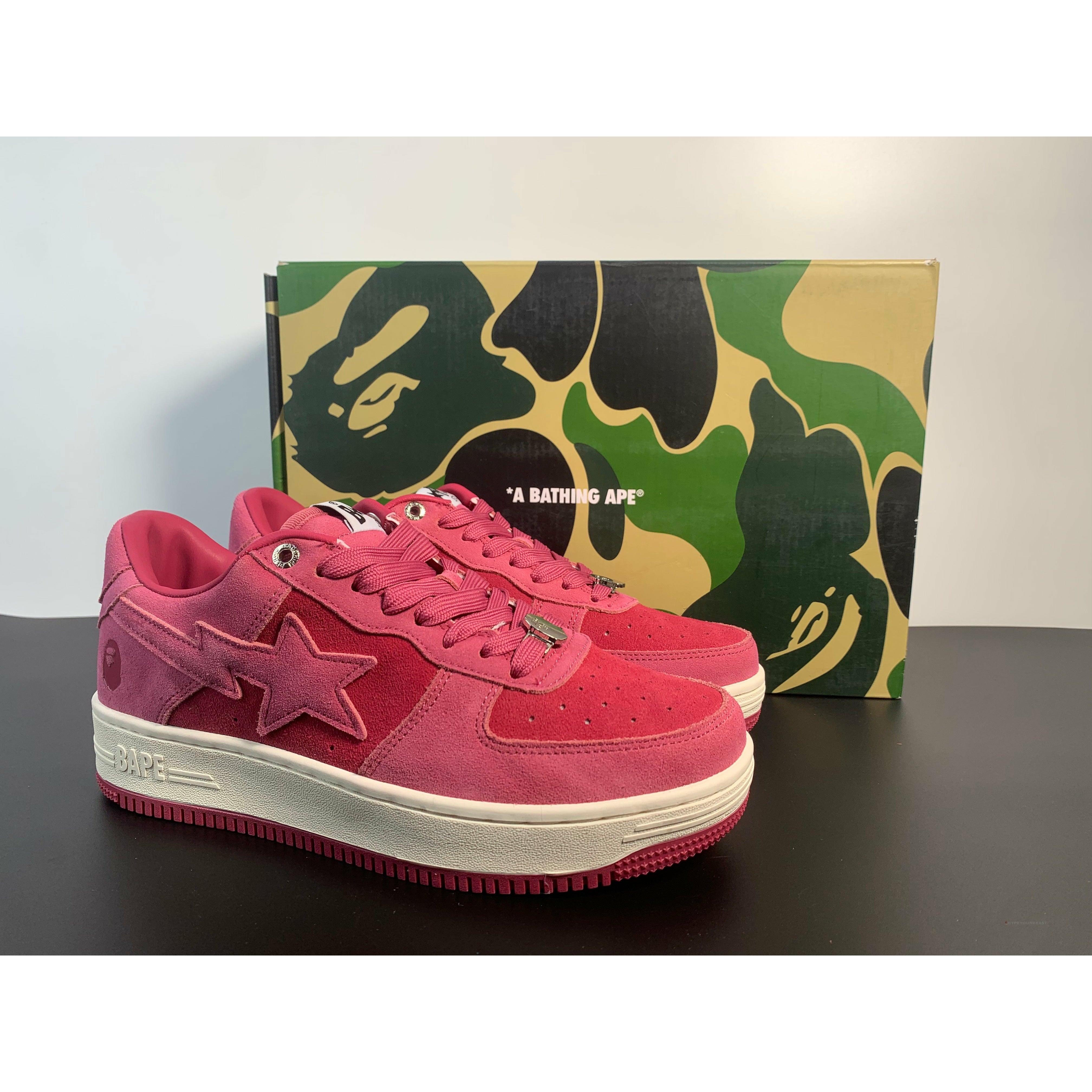 A Bathing Ape Bape Sta Pink Suede Shoes