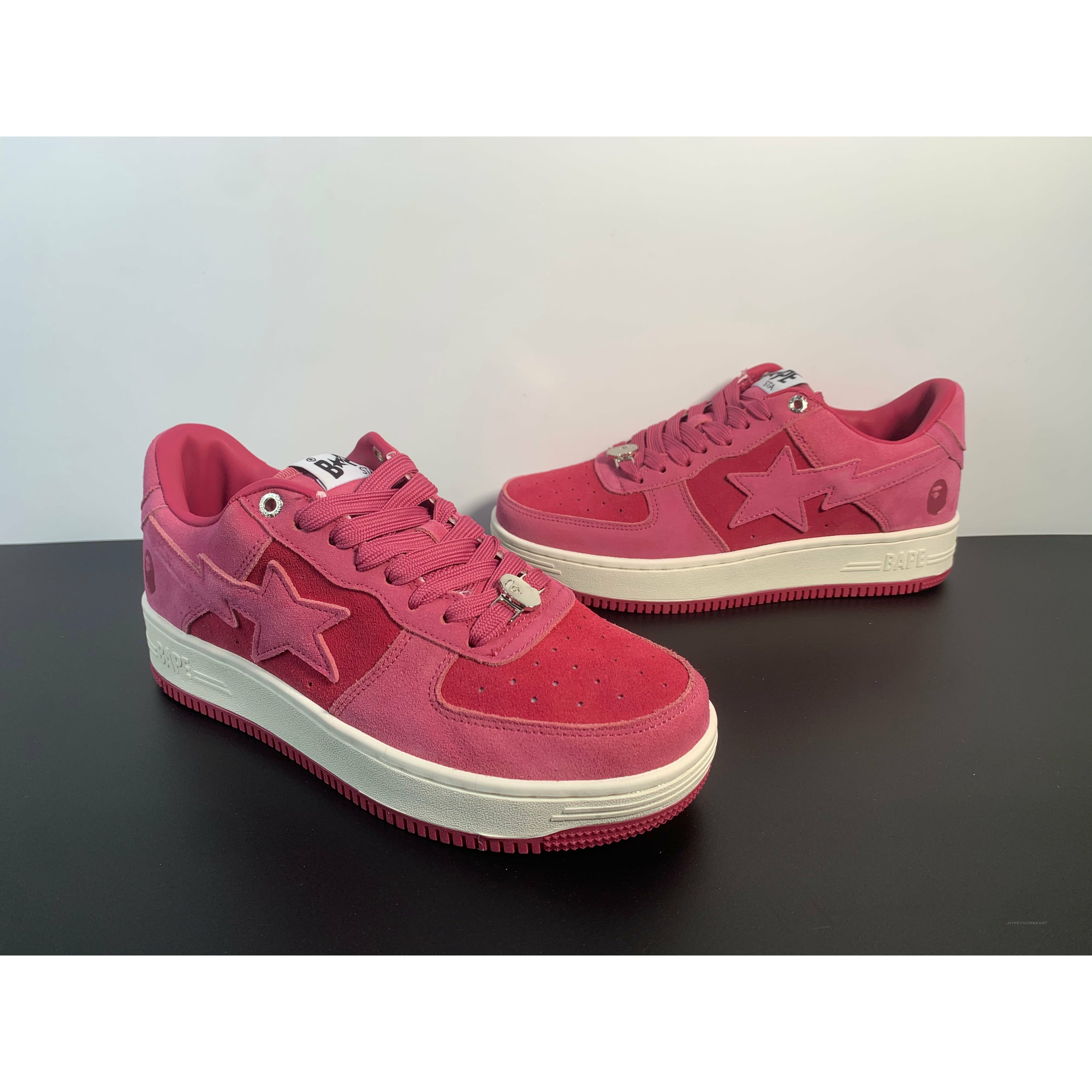 A Bathing Ape Bape Sta Pink Suede Shoes