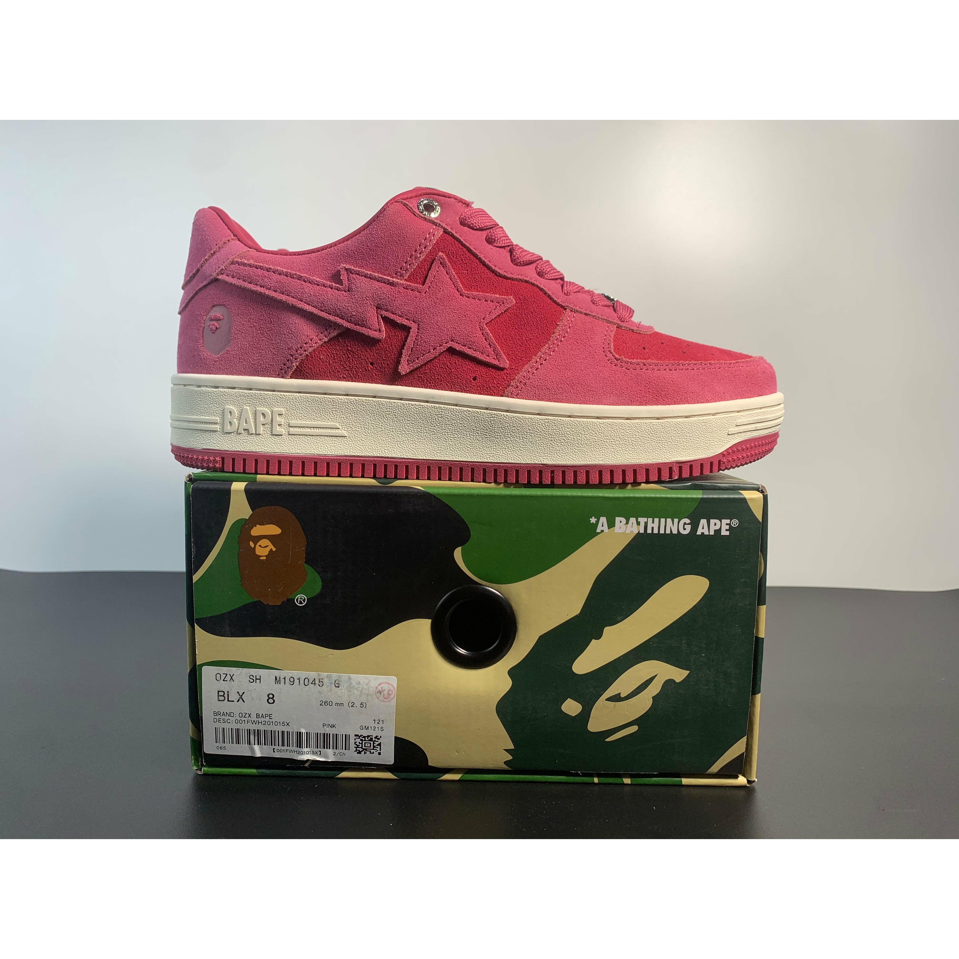 A Bathing Ape Bape Sta Pink Suede Shoes