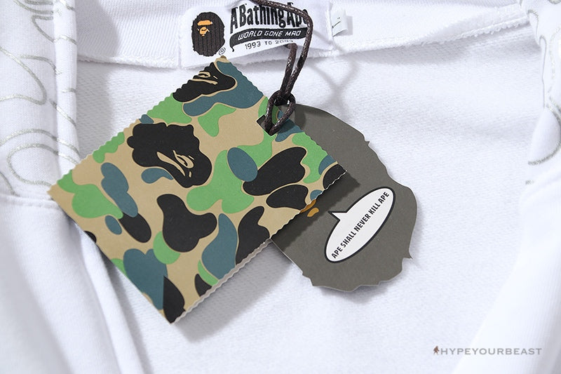 Bape Sta Shark Full Zip Up Hoodie White