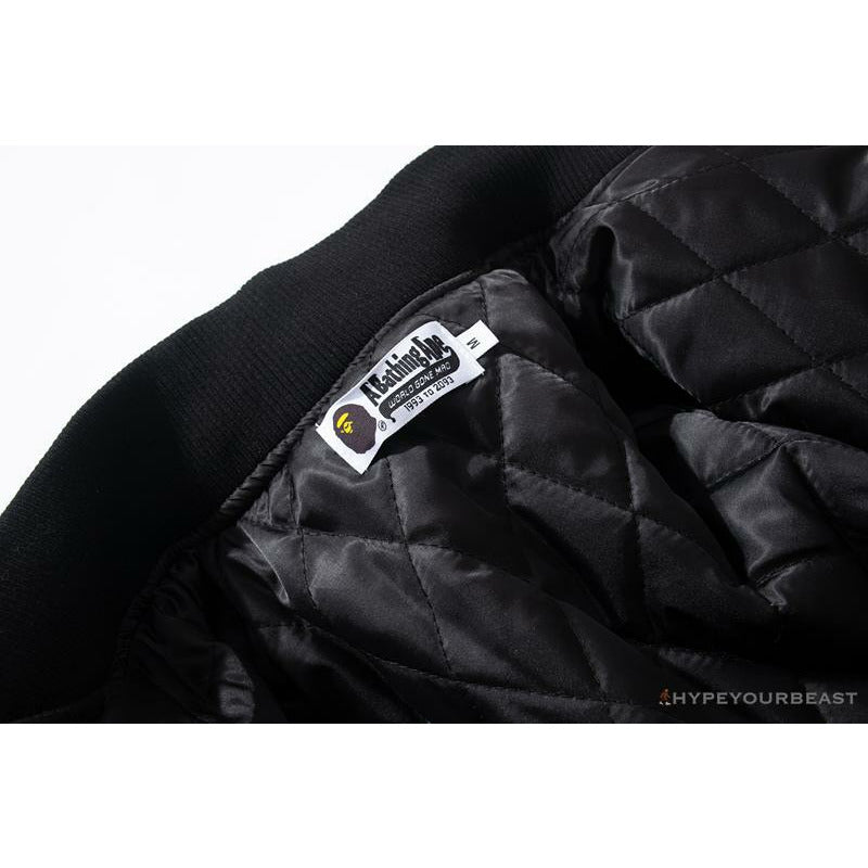 BAPE Embroidered STA Star Stitched Woolen Baseball Jacket 'BLACK'