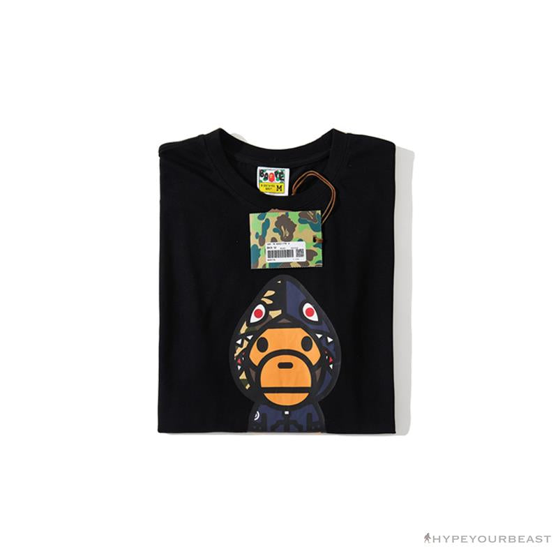 BAPE Baby Milo Blue Shark Hat Little Monkey Tee Shirt 'BLACK'