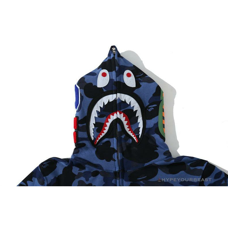 BAPE Camo Hoodie Shark Head 'NAVY BLUE'