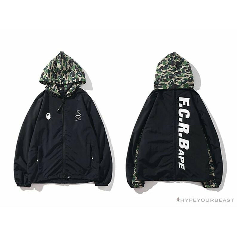 BAPE x FCRB Joint Double Zip Camouflage Hoodie 'BLACK'