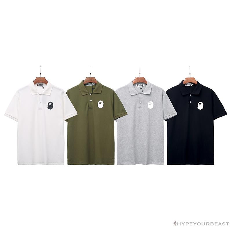 BAPE Classic Ape Head Print Versatile Polo Shirt 'BLACK'