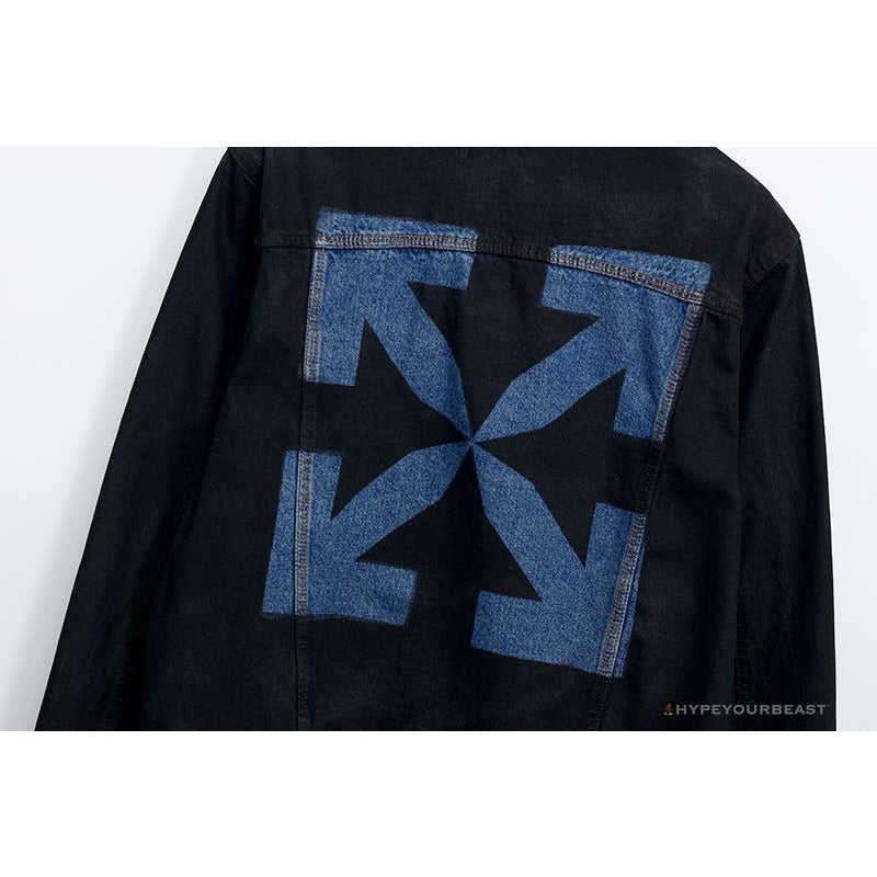 OFF-WHITE Autumn and Winter New ️Back Blue Arrow Wash Denim Jacket