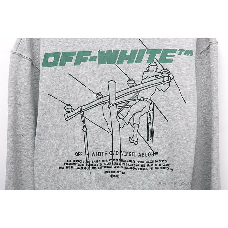 OFF-WHITE Hand-Painted Utility Pole Worker Hoodie 'GREY'