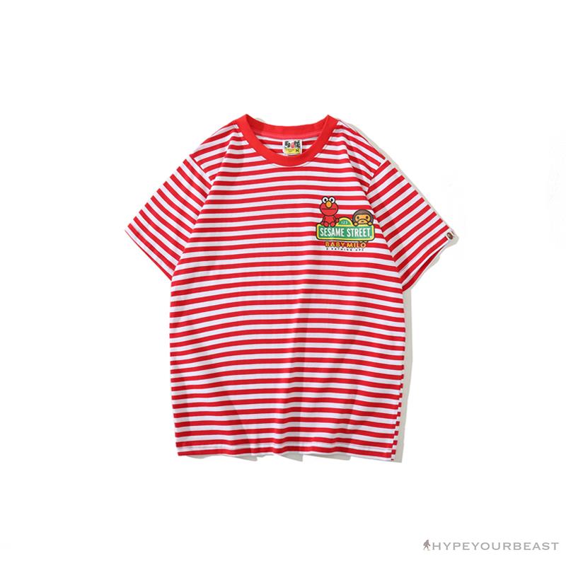 BAPE Baby Milo Sesame Street Striped Tee Shirt 'RED'