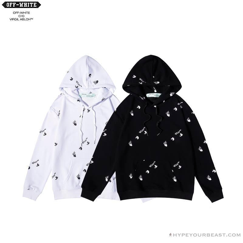 OFF-WHITE Classic Print Hoodie 'BLACK'