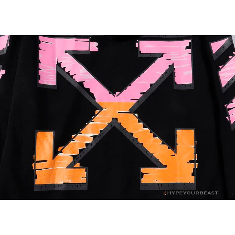 OFF-WHITE Pink Orange Arrow Hoodie 'BLACK'