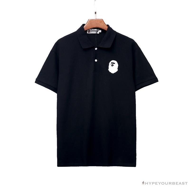 BAPE Classic Ape Head Print Versatile Polo Shirt 'BLACK'