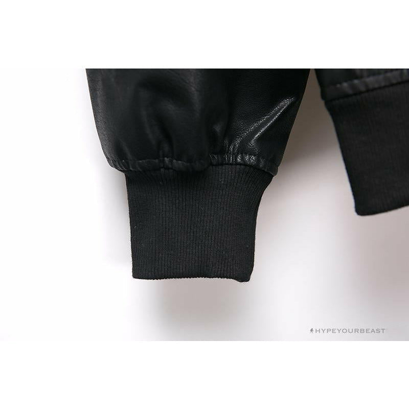 OFF-WHITE 20FW New Logo Hooded Leather Jacket Black