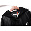 OFF-WHITE 20FW New Logo Hooded Leather Jacket Black